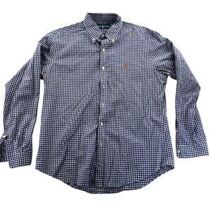 Ralph Lauren Men’s Shirt Large Long Sleeve Blue Gingham Button Down Y2K Casual